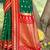graceful green banarasi silk blend saree with golden zari woven border & floral jaal     wedding & festive wear
