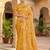 Graceful yellow banarasi silk saree with golden zari woven border & floral jaal     wedding & festive wear