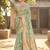 Graceful sea green banarasi silk saree with golden zari woven border & floral jaal     wedding & festive wear