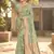 Graceful sea green banarasi silk saree with golden zari woven border & floral jaal     wedding & festive wear