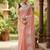 Elegant peach woven linen saree with contrast zari border & tassels     soft & breathable party wear