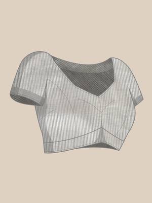 Elegant grey woven linen saree with contrast zari border & tassels  soft & breathable party wear 5