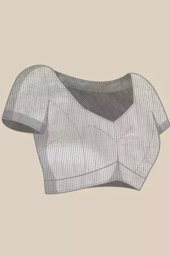 Elegant grey woven linen saree with contrast zari border & tassels  soft & breathable party wear
