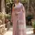 Elegant mauve woven linen saree with contrast zari border & tassels     soft & breathable party wear