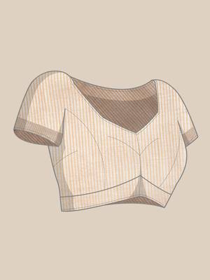 Elegant tan woven linen saree with contrast zari border & tassels  soft & breathable party wear 5