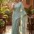 Elegant sea green woven linen saree with contrast zari border & tassels     soft & breathable party wear