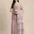 Elegant mauve woven linen saree with contrast zari border & tassels     soft & breathable party wear