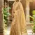 Golden beige soft silk saree with horse motifs | elegant tussar tone