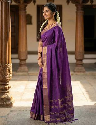 Majestic purple soft silk blend saree  2
