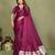 Wine Color Hand Dyed With Zari Woven Satin Silk Saree