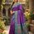 woven banarasi , kanjivaram silk blend saree violet & blue - luxury ethnic party wear