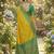 woven banarasi , kanjivaram silk blend saree yellow & green - traditional festive wear