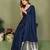 Navy Blue Color Hand Dyed With Zari Woven Satin Silk Saree