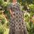 Women taupe & black checkered linen blend saree with floral pallu