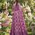 Women purple & pink checkered linen blend saree with floral pallu