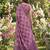Women purple & pink checkered linen blend saree with floral pallu