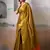 mustard yellow & orange solid tissue silk blend saree with contrast border