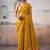 bright yellow & pink solid tissue silk blend saree with zari border