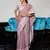 Women mauve purple & silver-toned woven design linen blend saree