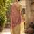 mauve purple & gold-toned solid tissue silk blend shimmer saree