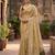 beige & olive green solid tissue silk blend saree with zari border