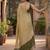 beige & olive green solid tissue silk blend saree with zari border