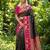black soft silk blend saree with pink nandi zari temple border