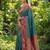 teal blue soft silk blend saree with pink nandi zari border