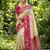 cream soft silk blend saree with pink nandi zari border