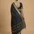 stunning black soft silk blend saree with gold zari & galloping horse motifs