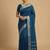 peacock teal blue soft silk blend saree | royal ashwa design & zari border