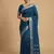 peacock teal blue soft silk blend saree | royal ashwa design & zari border