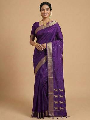 majestic purple soft silk blend saree  1