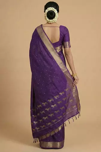 majestic purple soft silk blend saree 