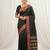 the midnight luxurious black soft silk blend saree with magenta & gold zari border