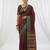 the regal ruby: deep maroon soft silk blend saree with contrast emerald green border