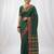 the emerald empress: dark green soft silk blend saree with rich crimson red zari border