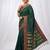 the emerald empress: dark green soft silk blend saree with rich crimson red zari border