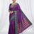 the peacock hue: violet soft silk blend saree with contrast green zari border
