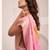 Women baby pink & orange floral printed linen silk blend saree