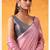 pink & silver-toned solid tissue linen saree with zari border