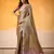 bronze & lavender solid tissue linen saree with zari border