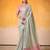mint green & pink solid tissue linen saree with zari border