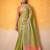 lime green & peach-coloured solid tissue linen saree with zari border