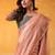 peach & grey solid tissue linen saree with zari border