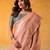 peach & grey solid tissue linen saree with zari border