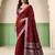 Women maroon woven design linen saree with silver zari