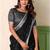 Women black woven design linen saree with silver zari