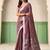Women mauve purple woven design linen saree with silver zari