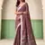 Women mauve purple woven design linen saree with silver zari